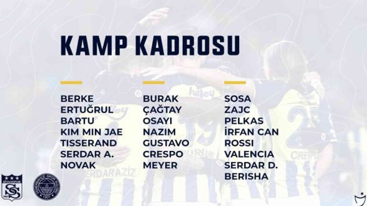 Fenerbahçe’nin Sivasspor kadrosu belli oldu