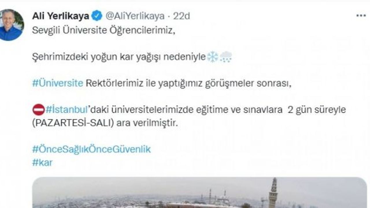 İstanbul’da üniversitelerde eğitime 2 gün ara verildi