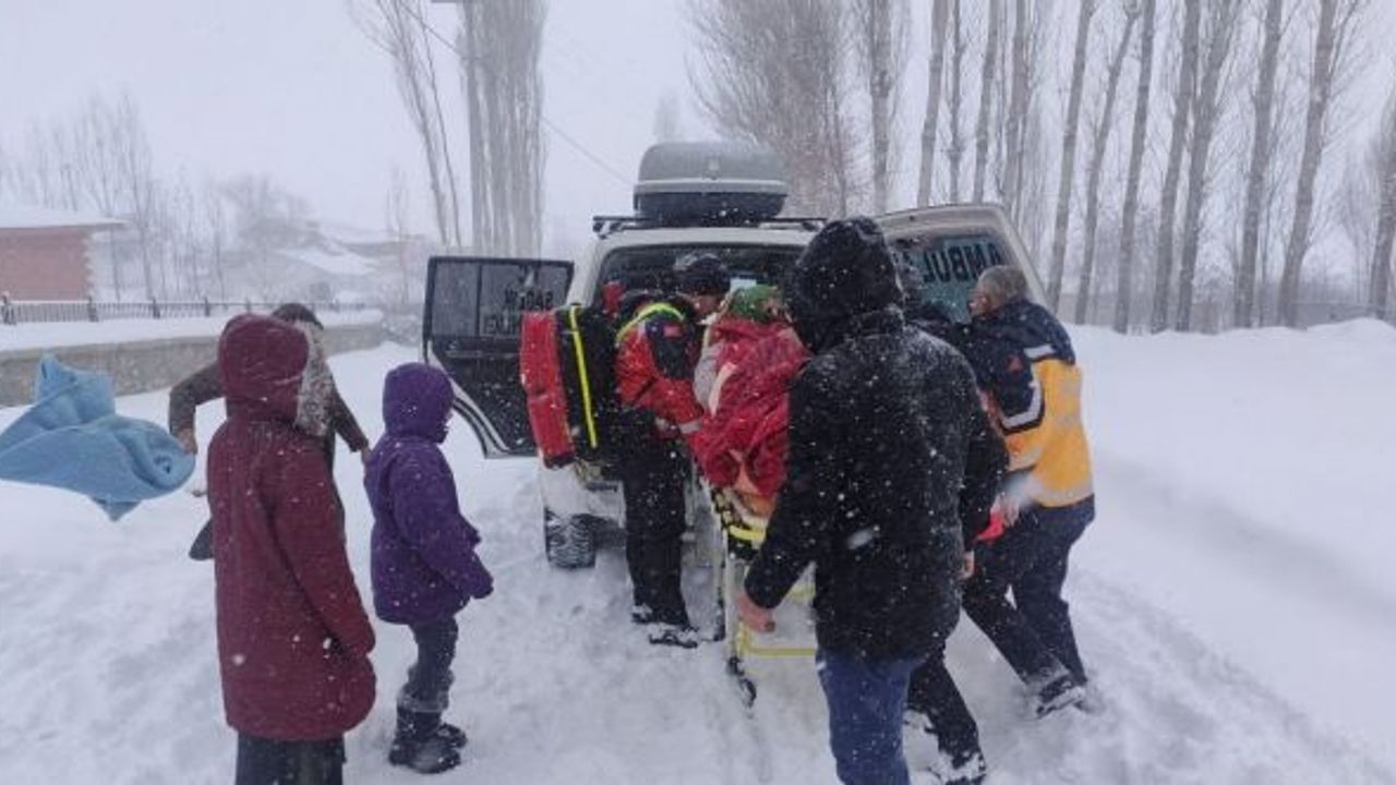 Karda 1 kilometre yürüyen sağlıkçılar hamile kadını hastaneye ulaştırdı