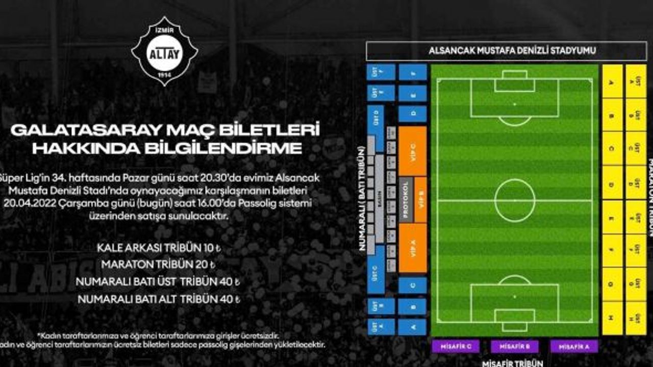 Altay - Galatasaray maçının biletleri satışta