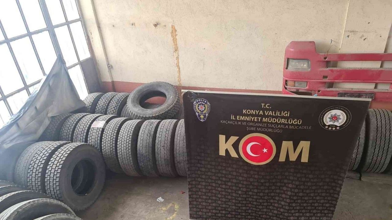 Konya’da kaçak lastik operasyonu