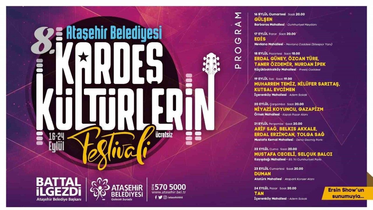 Ataşehir’de “Kardeş Kültürlerin Festivali” 16 Eylül’de başlıyor