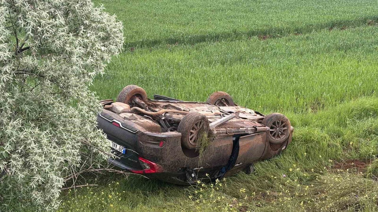 Erzincan'da şarampole devrilen otomobildeki 4 kişi yaralandı