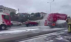 Maltepe’de, İBB’nin atık yağ taşıma tankerinde korkutan yangın