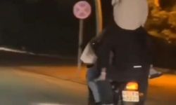 Antalya’da motosiklette tehlikeli yolculuk
