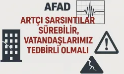 AFAD: Artçı Sarsıntılar Sürebilir, Vatandaşlarımız Tedbirli Olmalı