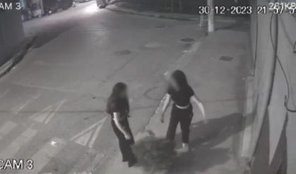 İzmir’de 2 genç kızın kaldırımdaki ağacı tekmeledikleri anlar kamerada