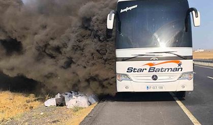 Yolcu otobüsü alevlere teslim oldu: Faciadan dönüldü