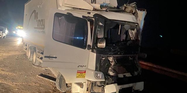 Direğe çarpan kamyonun sürücüsü ağır yaralandı