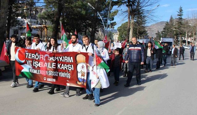 Amasya’da hekimler ve sağlık çalışanlarından İsrail vahşetine tepki