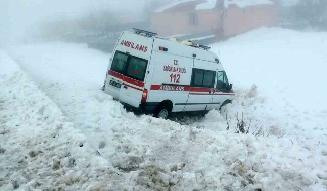 Ambulans buzlanma nedeniyle yoldan çıktı: 5 yaralı