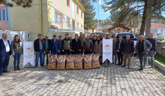 Hocalar ilçesinde 20 çiftçiye devlet destekli 2 ton korunga tohumu dağıtıldı