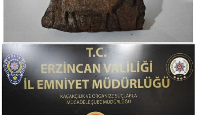 Erzincan'da tarihi eser niteliğinde hayvan figürlü kaya parçası ele geçirildi