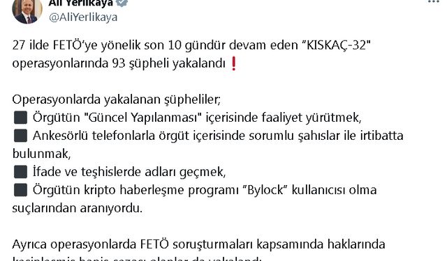 27 ilde FETÖ operasyonları: 93 gözaltı