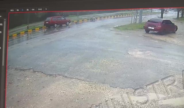 Otomobilin öğretmene çarpma anı güvenlik kamerasında
