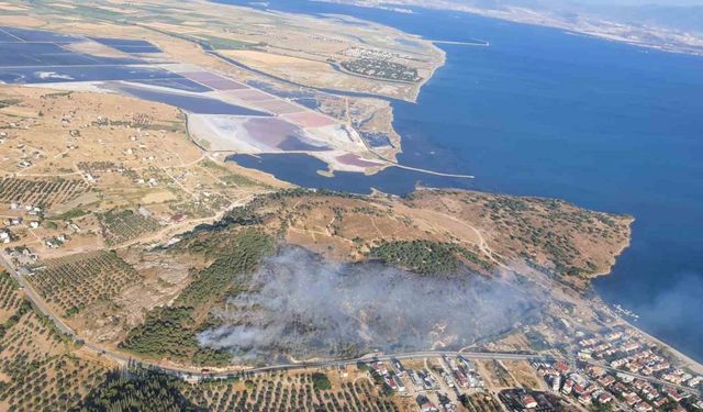 İzmir’de orman yangınına havadan ve karadan müdahale