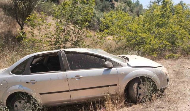 Uyuklayan sürücü eşinin ikazıyla panikleyip şarampole uçtu