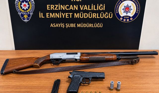 Erzincan'da ruhsatsız tabanca ve tüfek ele geçirildi