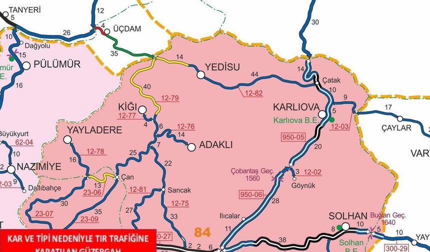 Bingöl-Elazığ ile Bingöl-Diyarbakır karayolu tır trafiğine açıldı
