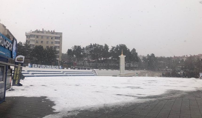 Erzurum’da kar yağışı etkili oluyor