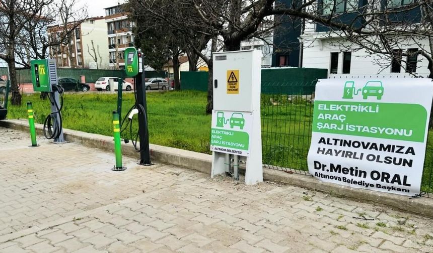 Altınova’ya Elektrikli Araç Şarj İstasyonu kuruldu