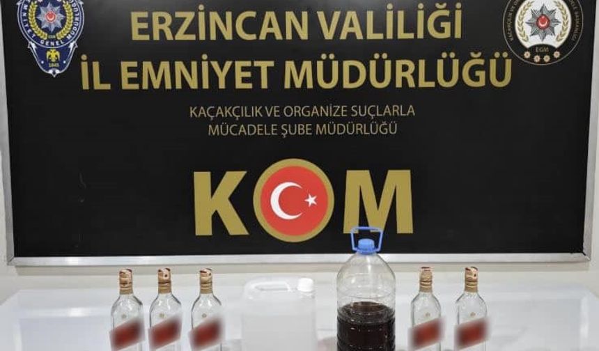 Erzincan’da sahte içki üretip satan şüpheli yakalandı