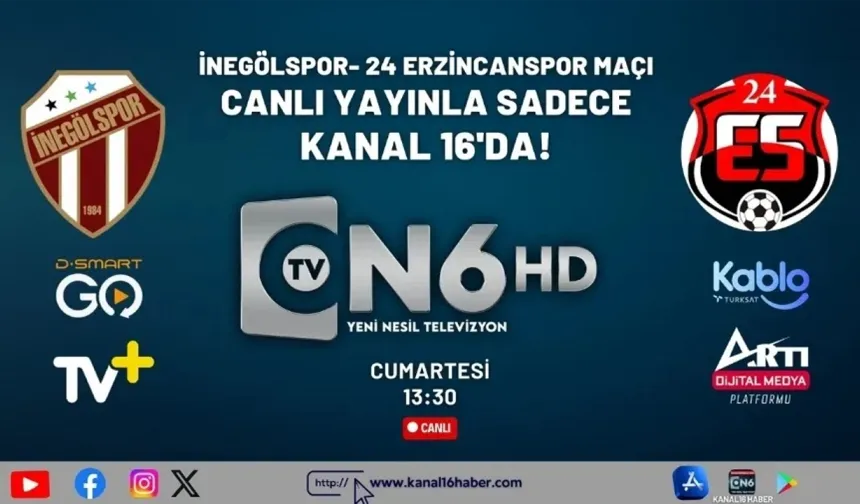 İnegölspor-24 Erzincanspor Maçı Canlı Yayınlanacak