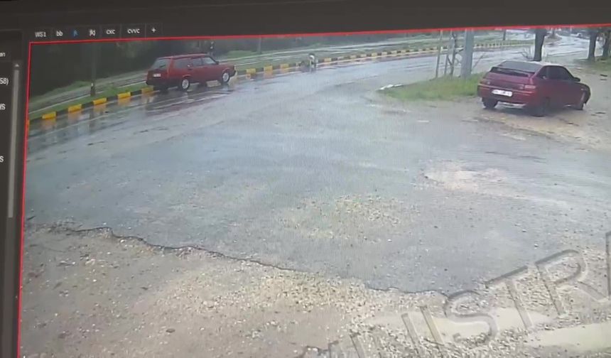 Otomobilin öğretmene çarpma anı güvenlik kamerasında