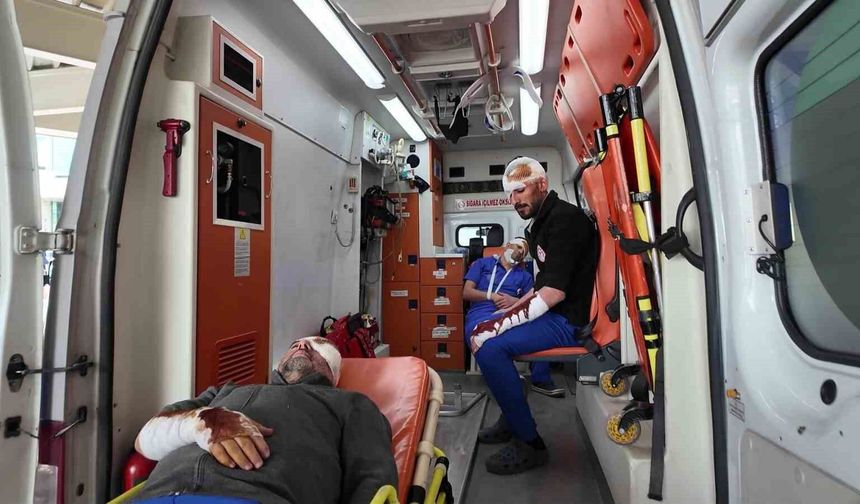 Erzurum Şehir Hastanesi'nde gerçeği aratmayan tatbikat