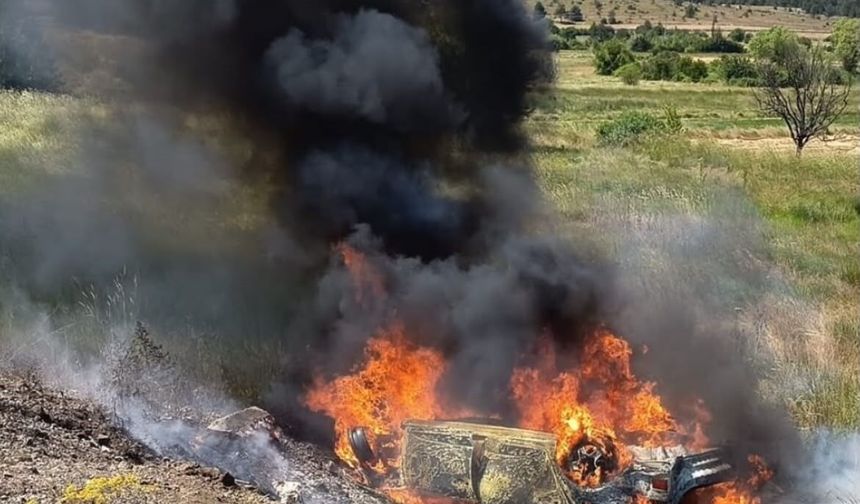 Takla atan otomobil alev aldı: 5 yaralı