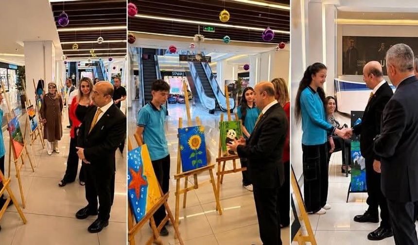Ulalar Ortaokulu öğrencilerinin yıl sonu resim sergisi açıldı