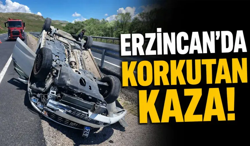 Erzincan’da Takla Atan Araç Hurdaya Döndü