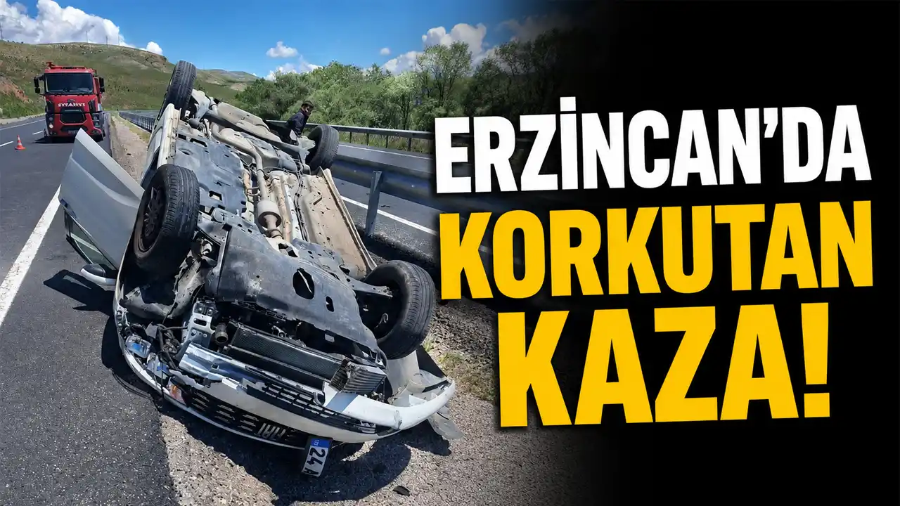 Erzincan’da Takla Atan Araç Hurdaya Döndü