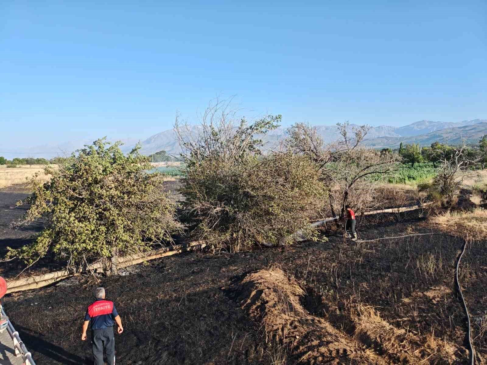 Elmaköy'deki tarla yangını büyümeden söndürüldü