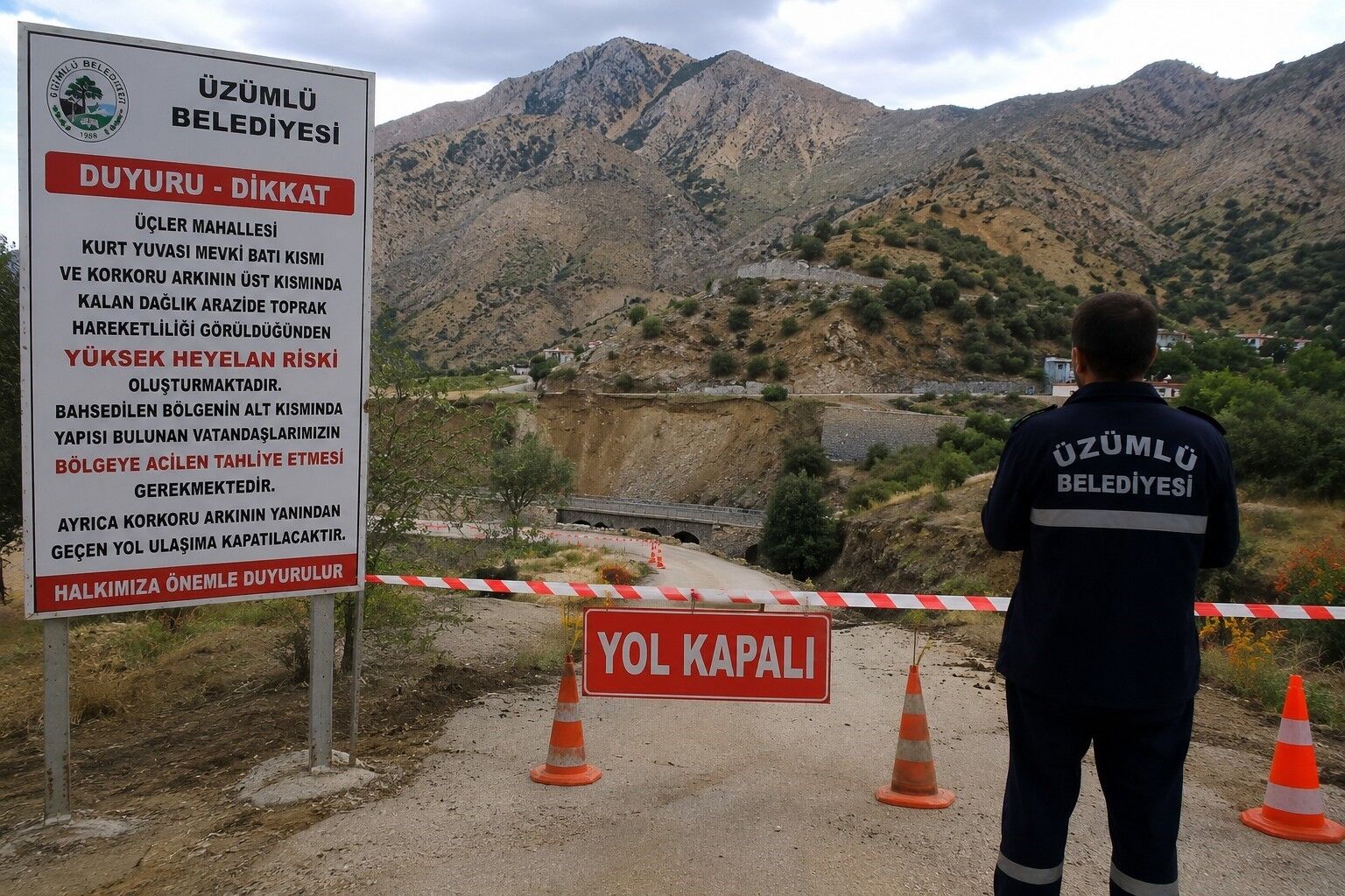 Üzümlü'de heyelan riski nedeniyle bazı yapılar için tahliye uyarısı